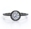 18K Black Gold Plated Silver Moissanite Engagement Ring D337