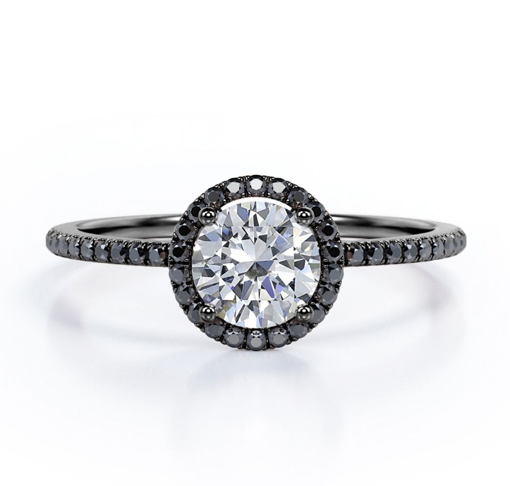 18K Black Gold Plated Silver Moissanite Engagement Ring D337