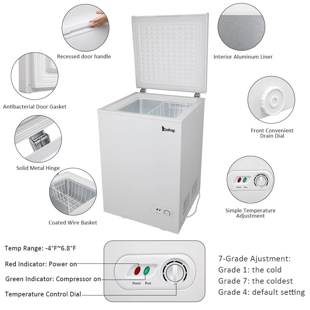 White Single Door Chest Freezer V7508