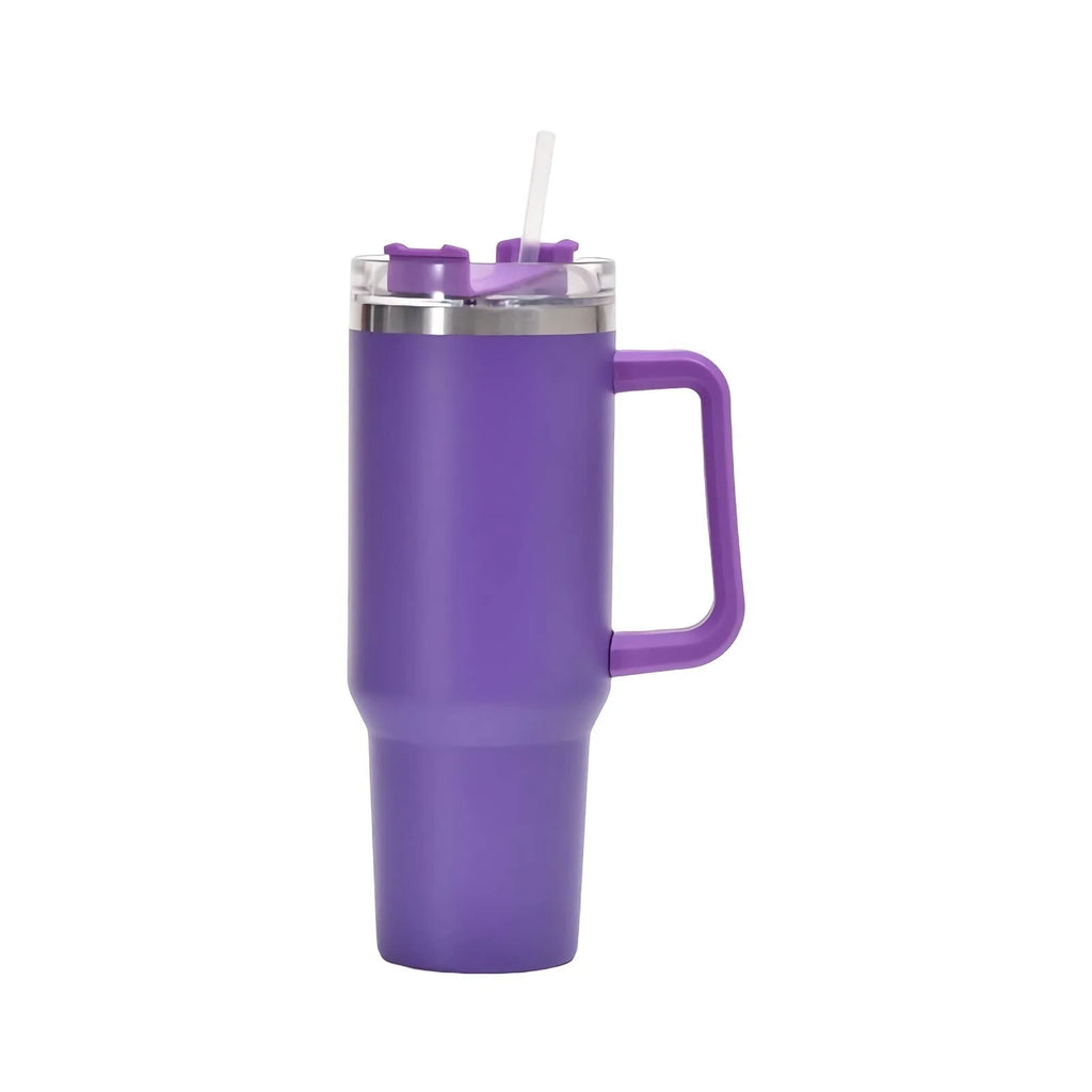 Purple 40 OZ Insulated Tumbler with Straw and Handle A981