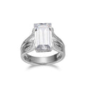 Cubic Zirconia Cathedral Engagement Ring in Rhodium Plated Sterling Silver E6076