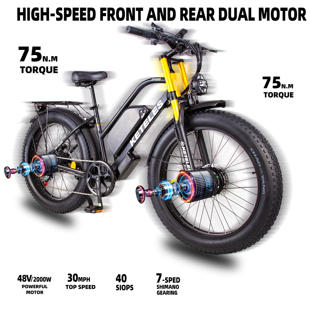 26" Fat Tire Electric Mountain Bike with Removable Battery X622653