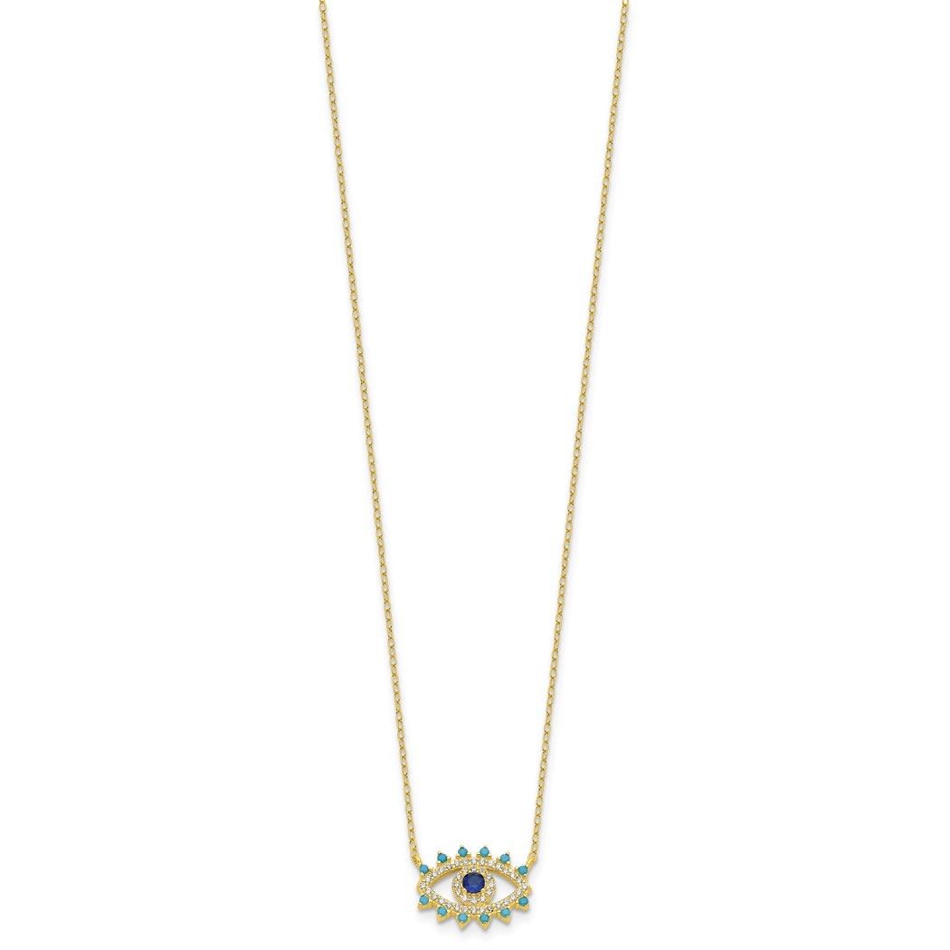 18 Inch 925 Sterling Silver Evil Eye Necklace K2052