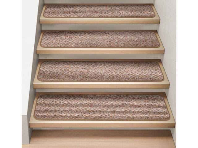 15 Pc Attachable Carpet Stair Treads Praline Brown 8 in. x 27 in. T5500