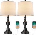 Black Metal USB Table Lamp Set of 2 P3414