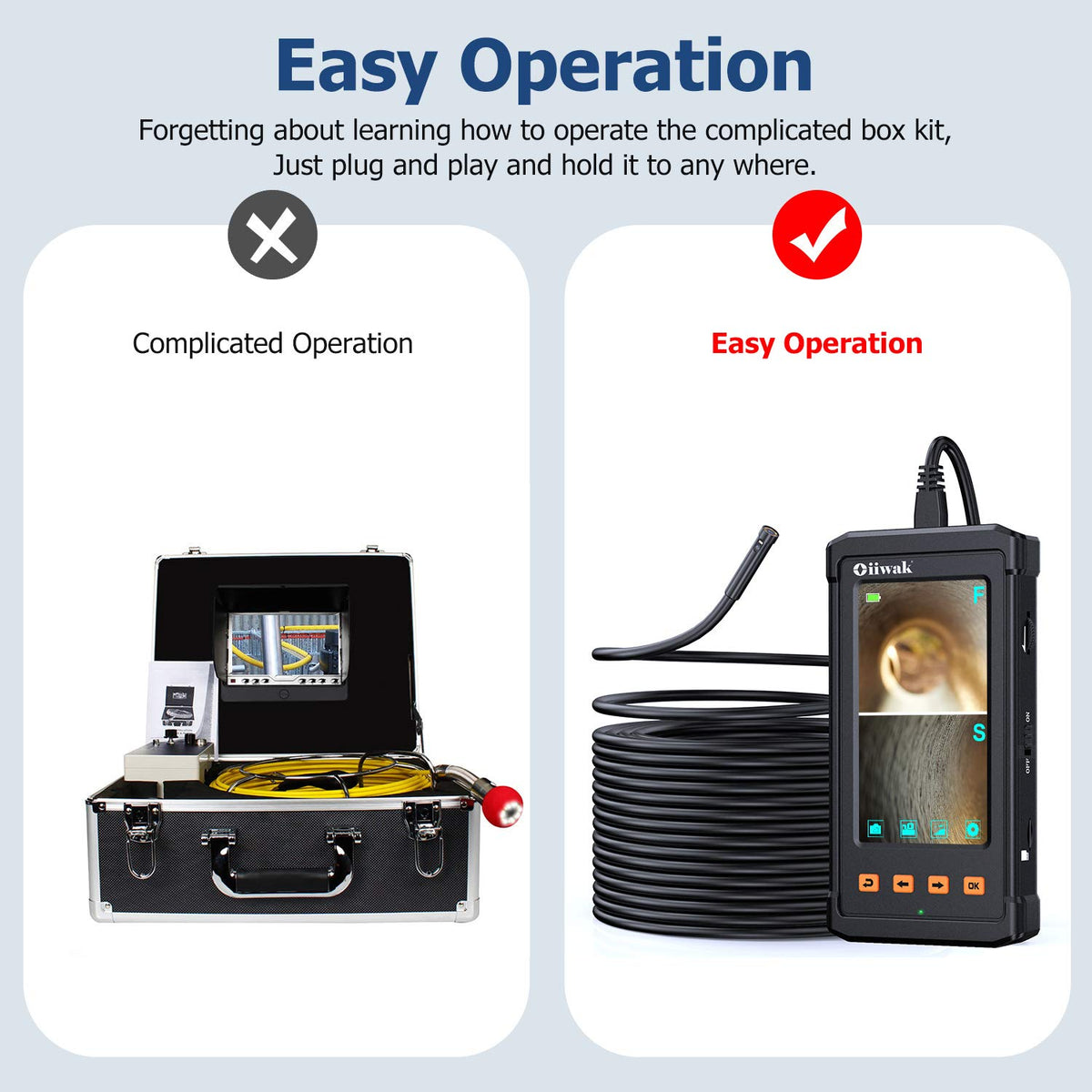 50FT Dual Lens Borescope Camera with Light IP68 Waterproof D77248