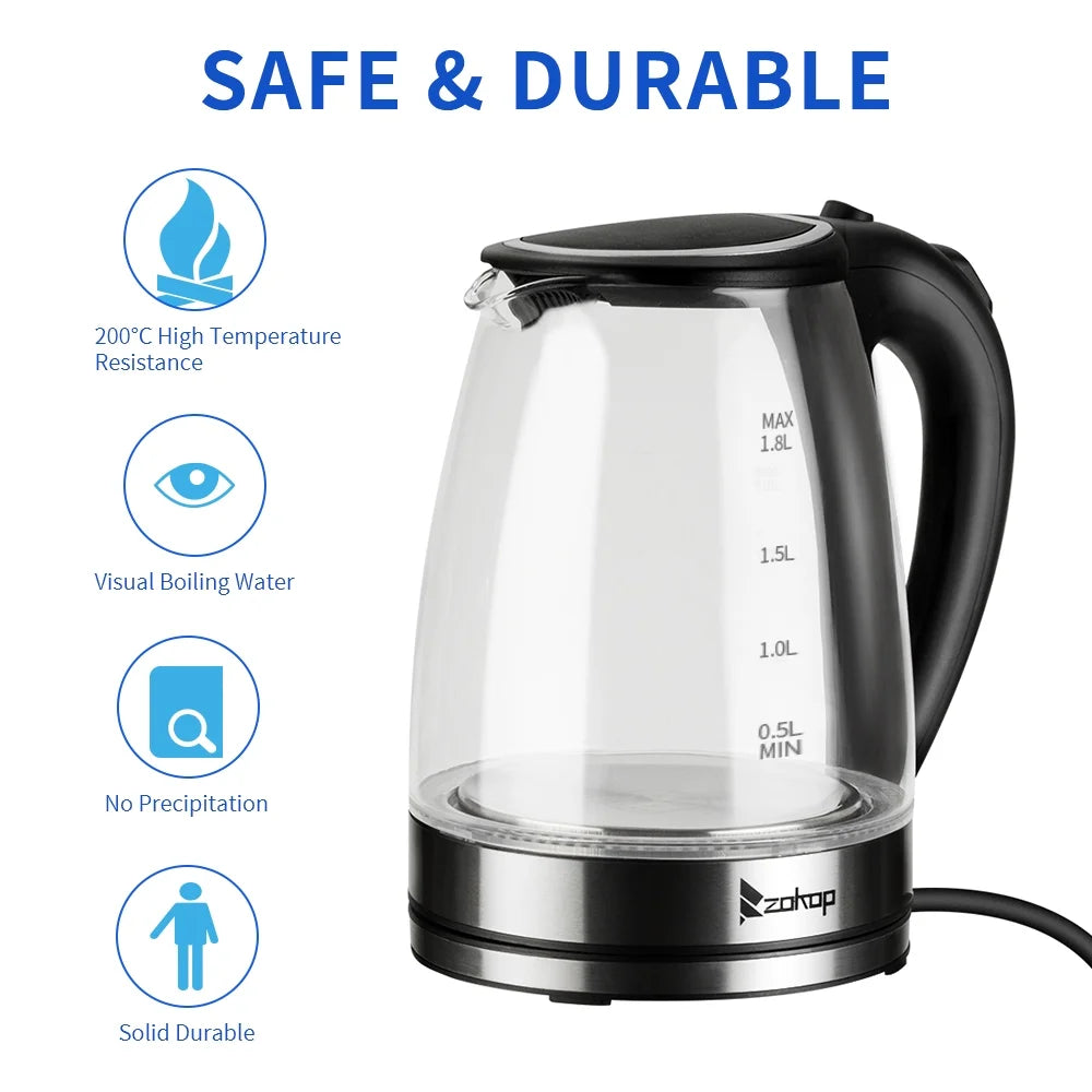 1.8L Glass Electric Kettle with Auto Shut-Off U16494