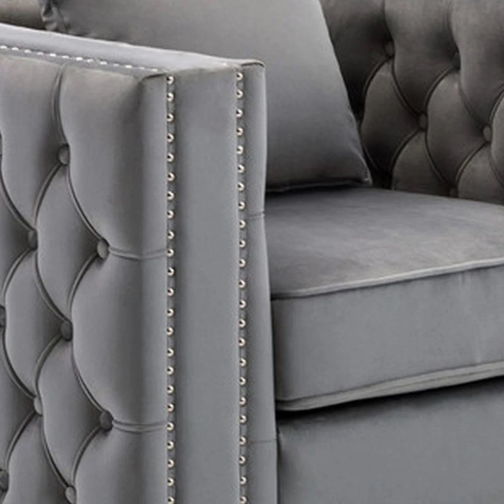 Gray Velvet Armchair D815