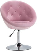 Pink Round Tufted Swivel Accent Chair with Chrome Frame B37749