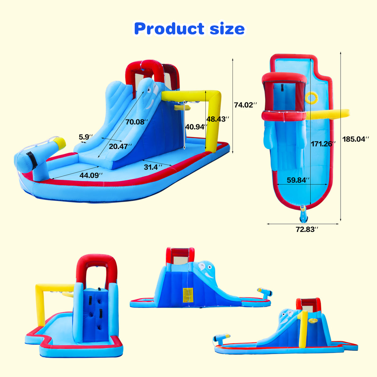 Kids Inflatable Water Slide Bouncer Castle with Splash Pool U334