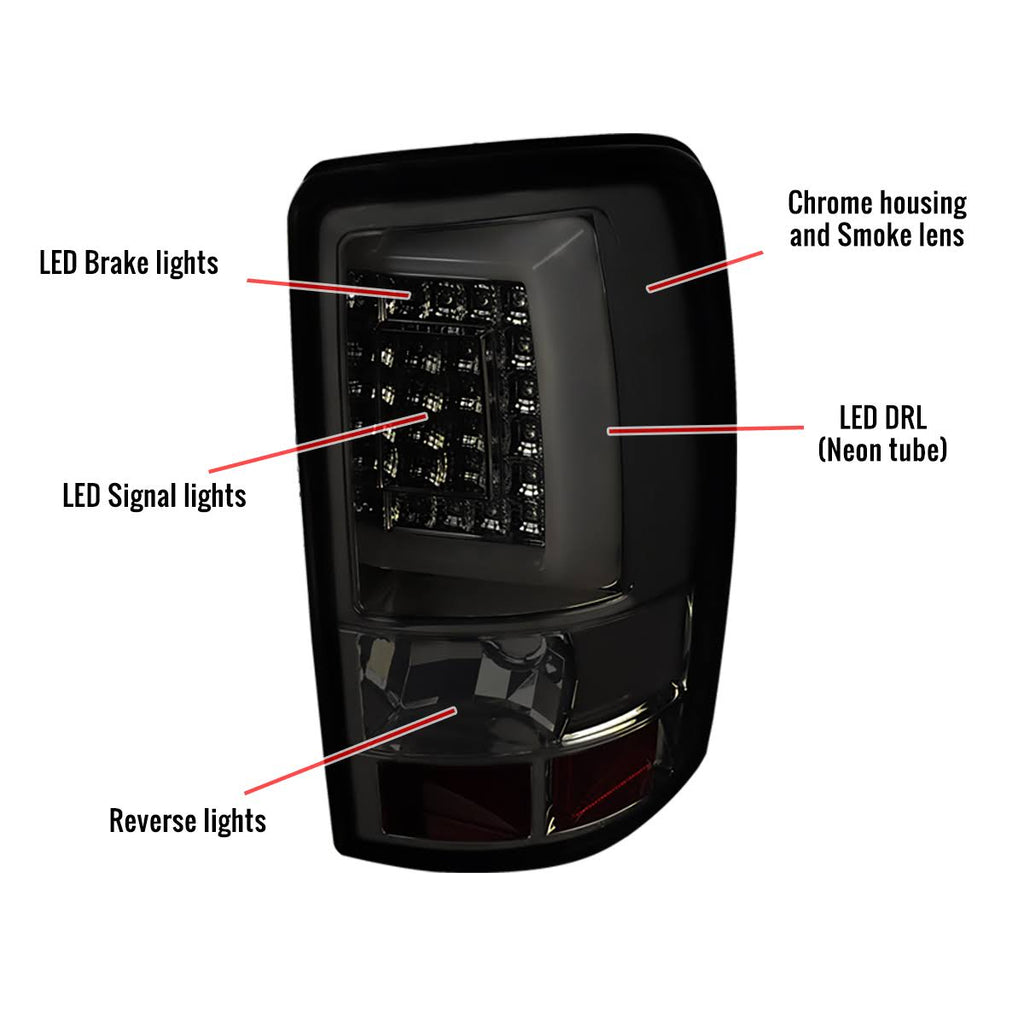 Smoke Lens LED Tail Lights Pair Z545