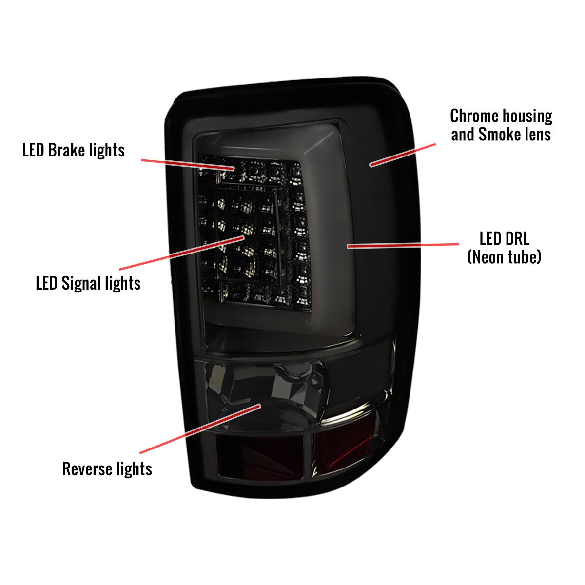 Smoke Lens LED Tail Lights Pair Z545