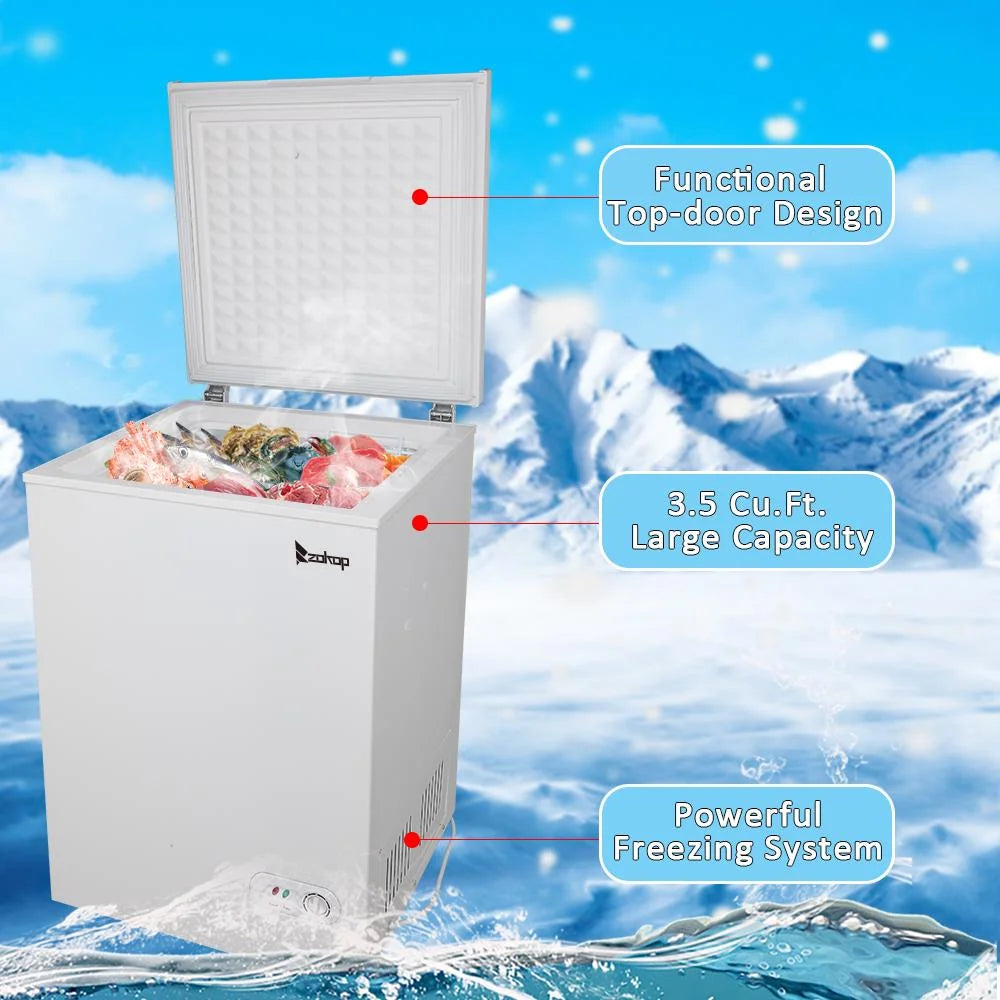 White Single Door Chest Freezer V7508