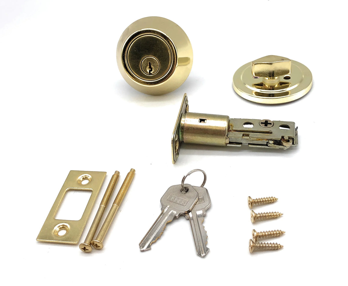 Polished Brass Single Cylinder Deadbolts, 2 Keyed Alike C4599