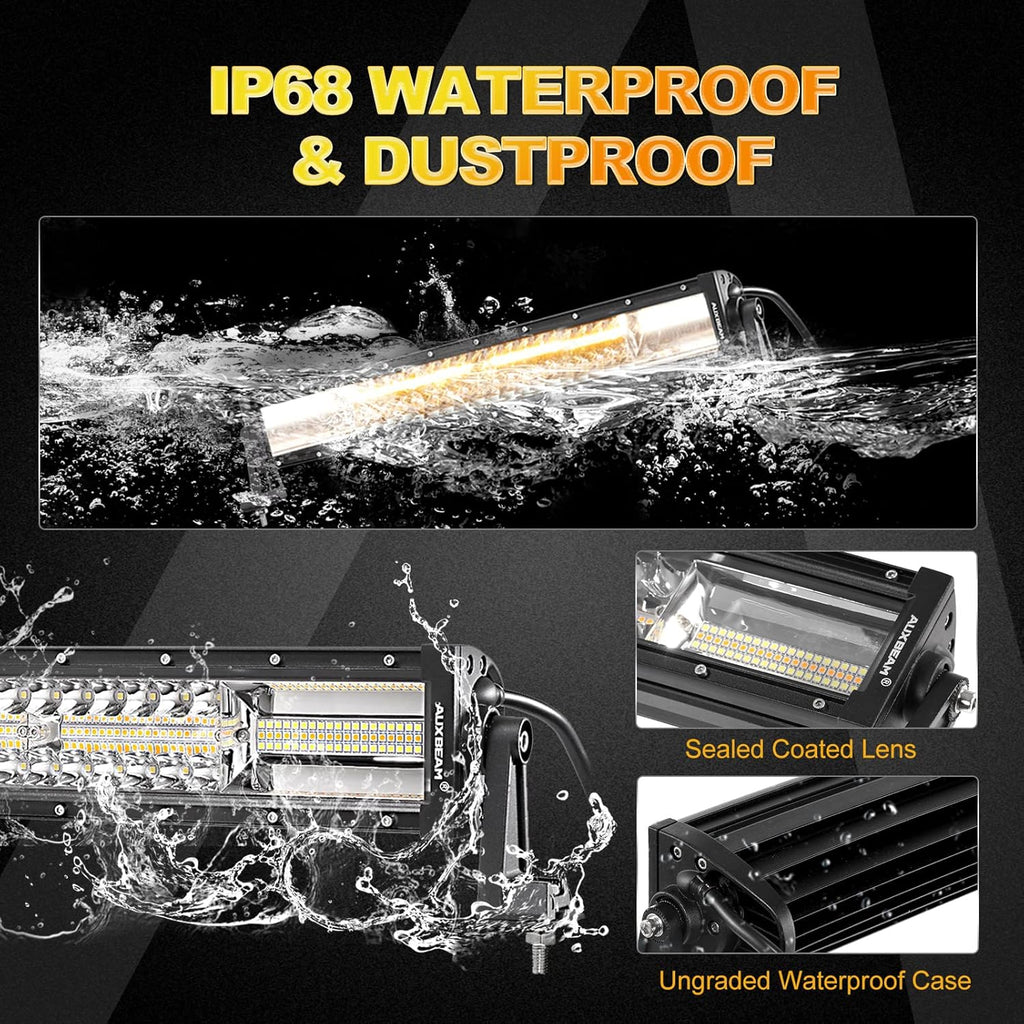 22 Inch 120W 6 Modes Amber White Flood Spot Combo LED Light Bar with Wiring Harness A489