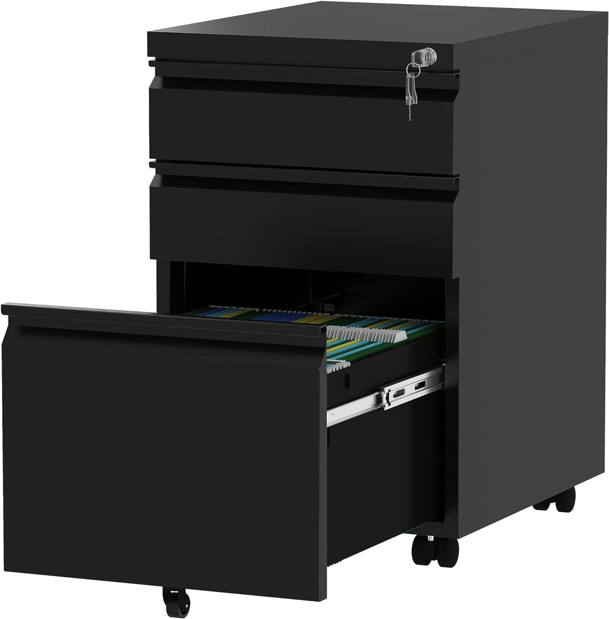 White 3-Drawer Metal File Cabinet R42016