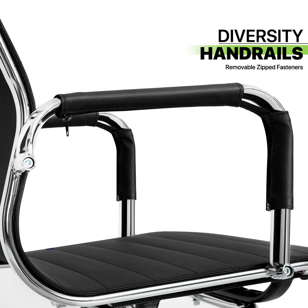 Black PU Leather Ergonomic Mid Back Office Chair L267