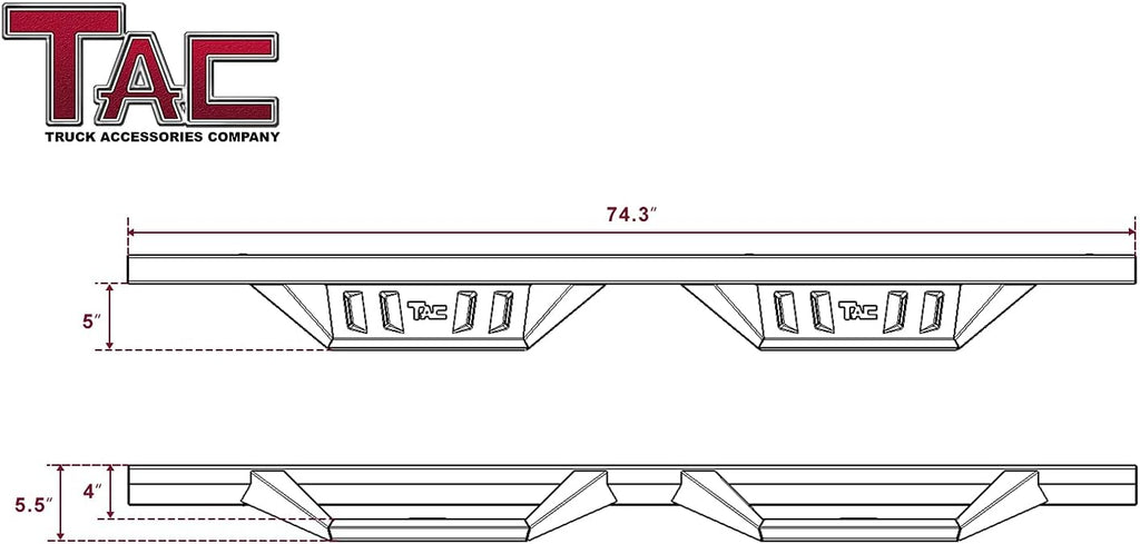 Black 4” Drop Side Steps Nerf Bars for Truck Pickup (2pcs) L5660