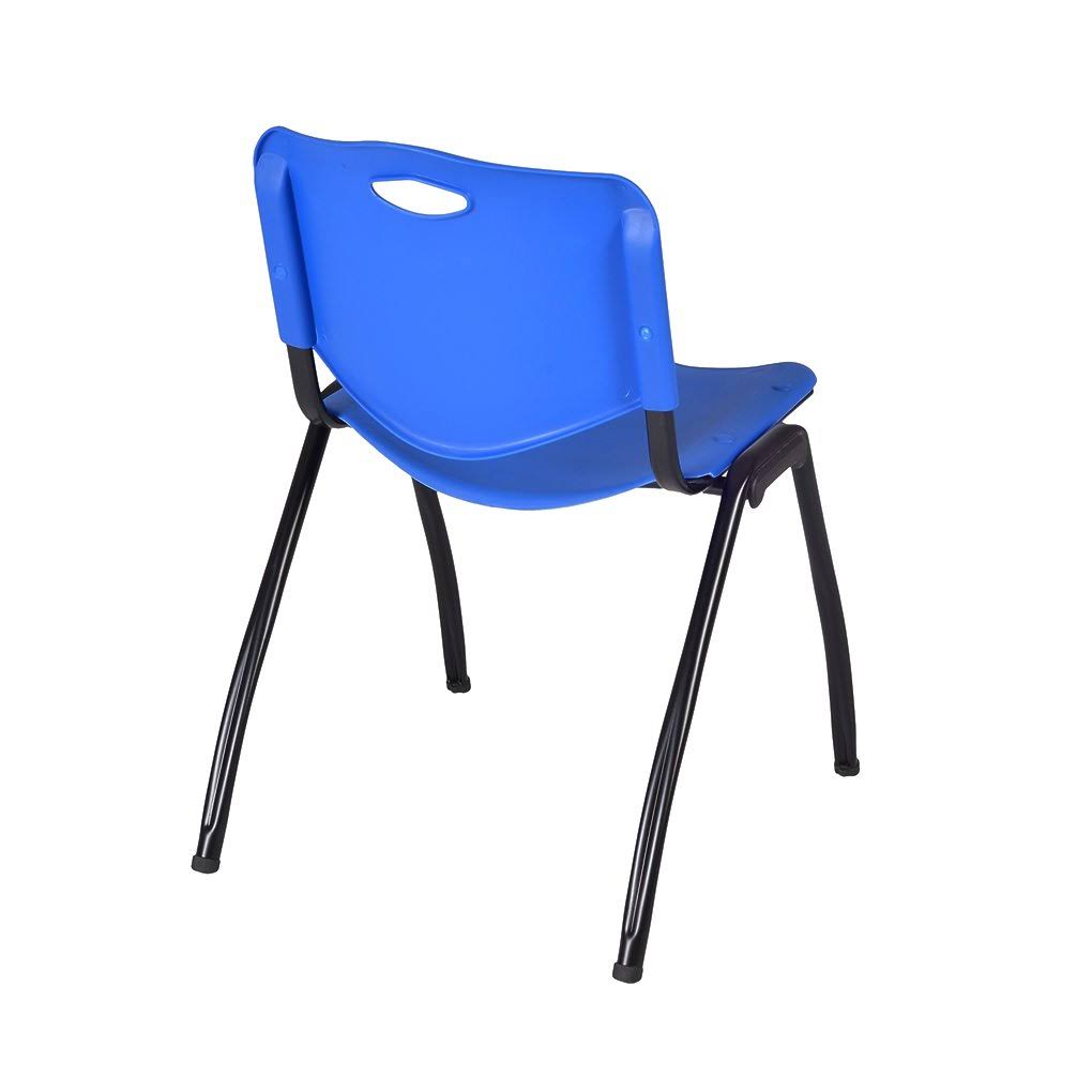 Beige Training Table with 2 Blue Stack Chairs O949