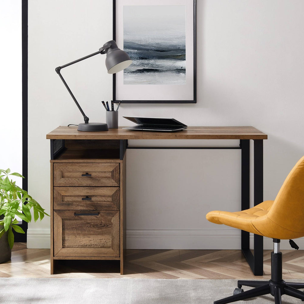 Rustic Oak 3-Drawer Writing Desk W18598