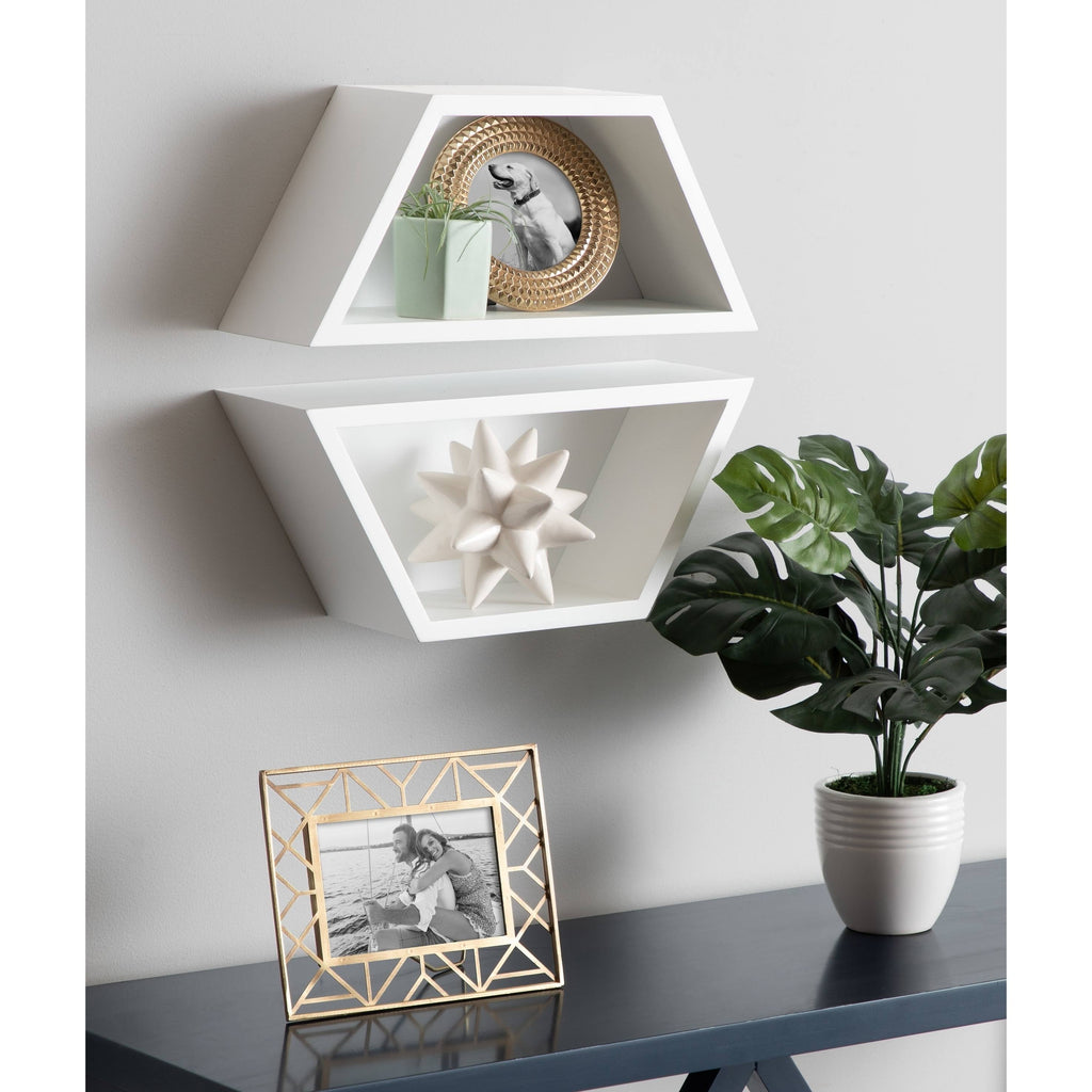 White Wall Shelf Set of 2 D786202