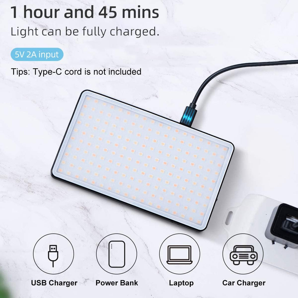 Portable Rechargeable LED Video Light Panel with LCD Display, Pack of 2 F46403