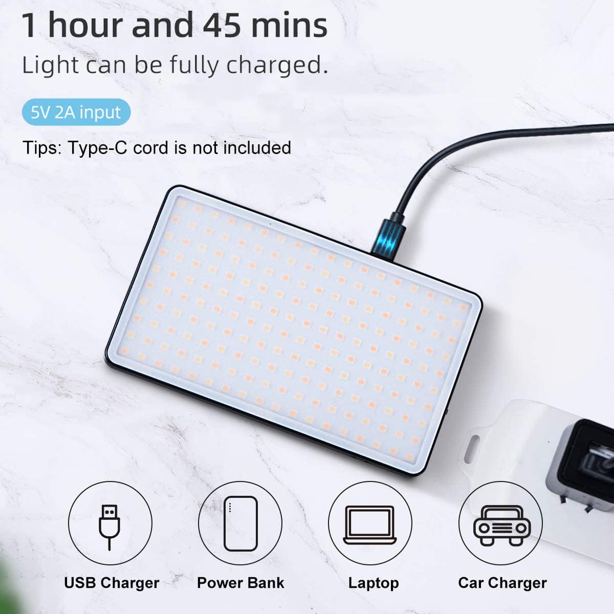 Portable Rechargeable LED Video Light Panel with LCD Display, Pack of 2 F46403