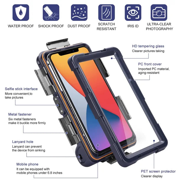 Waterproof Protective Case for Phones Up to 6.9 Inch with Lanyard E92467