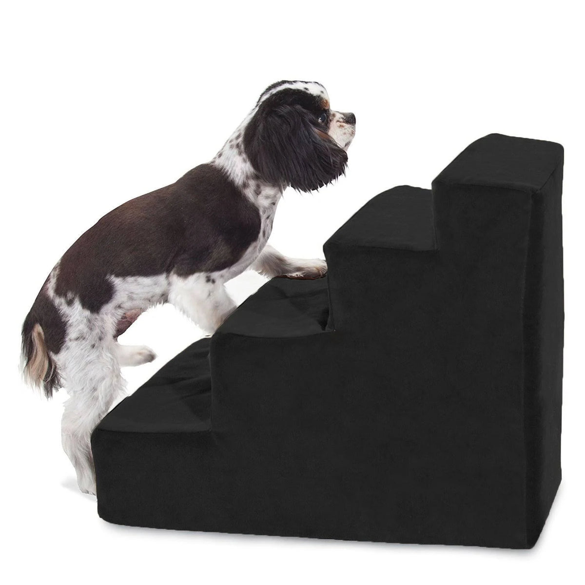 Black Velvet Suede Pet Stairs W15007
