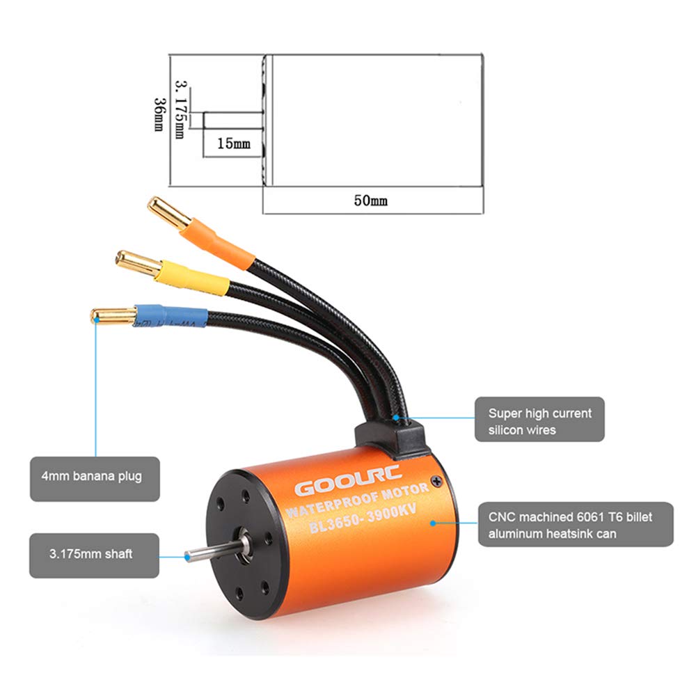 Waterproof 3650 3900KV Brushless Motor with 60A ESC Combo Set O5742