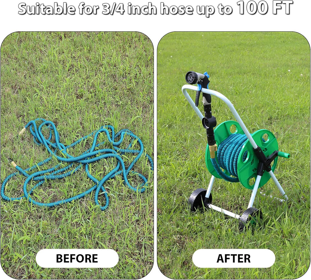 Garden Hose Reel Cart with Wheels Holds 100 ft 3/4 Inch Hose V110