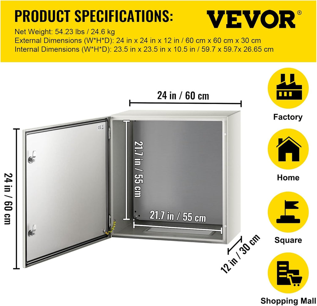 24 x 24 x 12'' NEMA 4X Steel Electrical Box with Mounting Plate N256