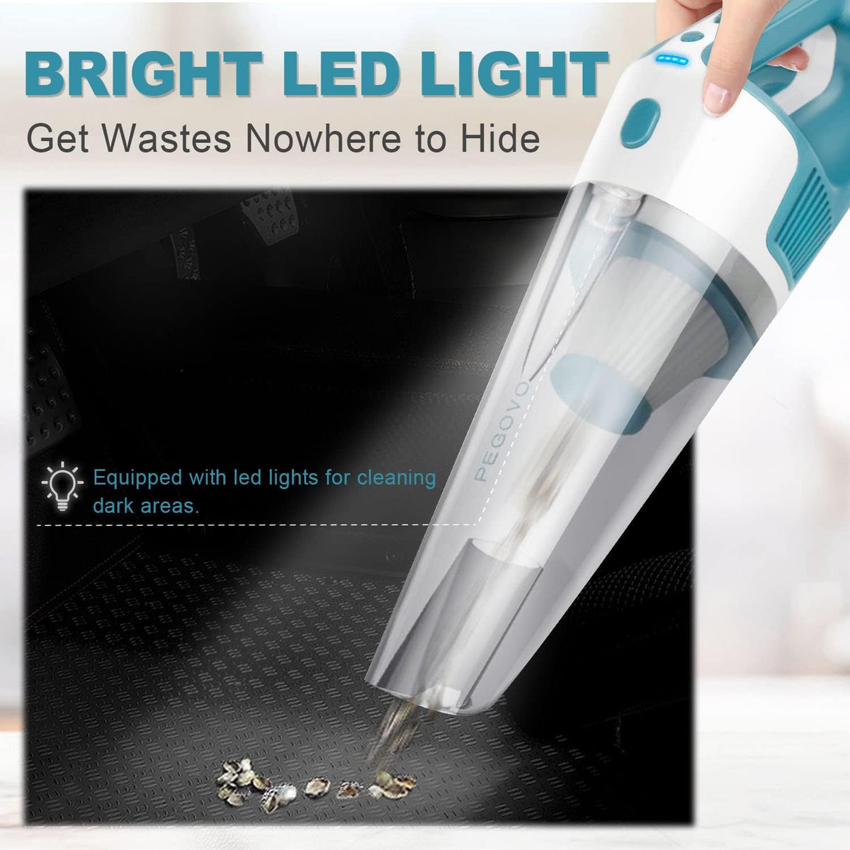 Handheld Vacuum Cordless 9000PA High Power, Rechargeable with LED, Dry/Wet, Pack of 2 E30705