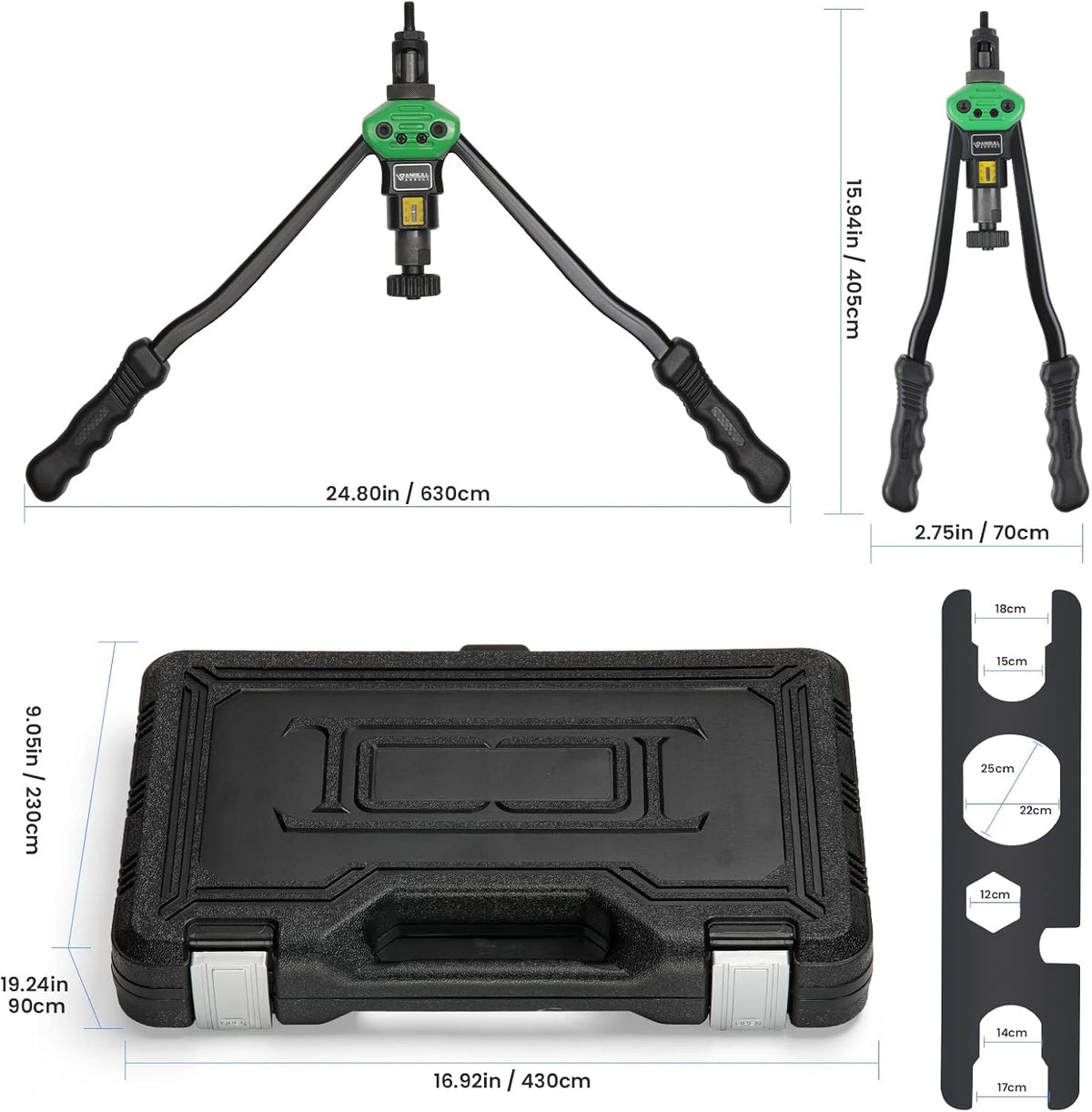 16 Rivet Tool Kit with 120PCS Rivet Nuts & Plastic Case L620