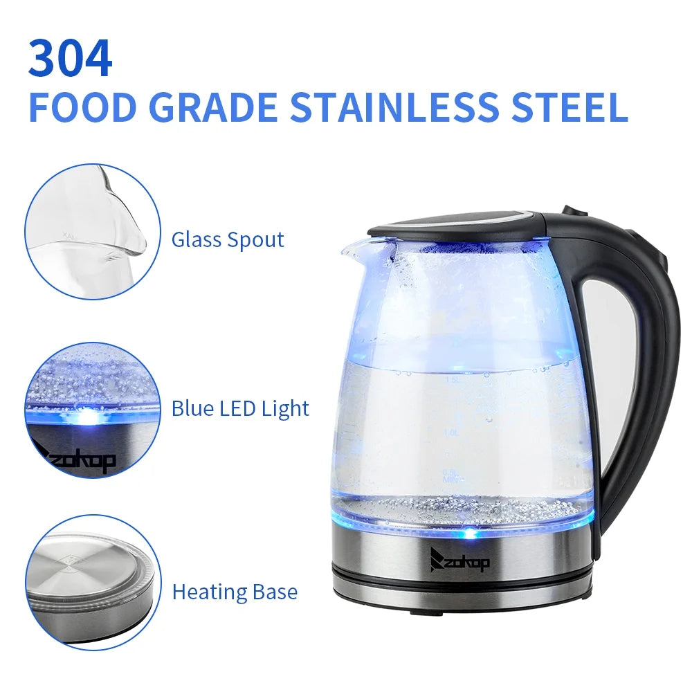 1.8L Glass Electric Kettle with Auto Shut-Off U16494