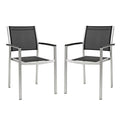 Black Aluminum Outdoor Patio Dining Chair Set of 2 P6771