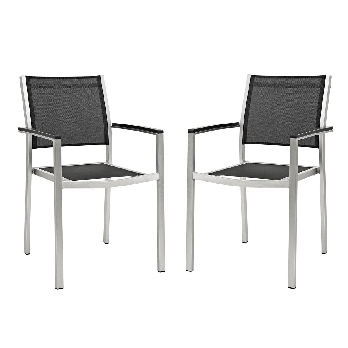 Black Aluminum Outdoor Patio Dining Chair Set of 2 P6771