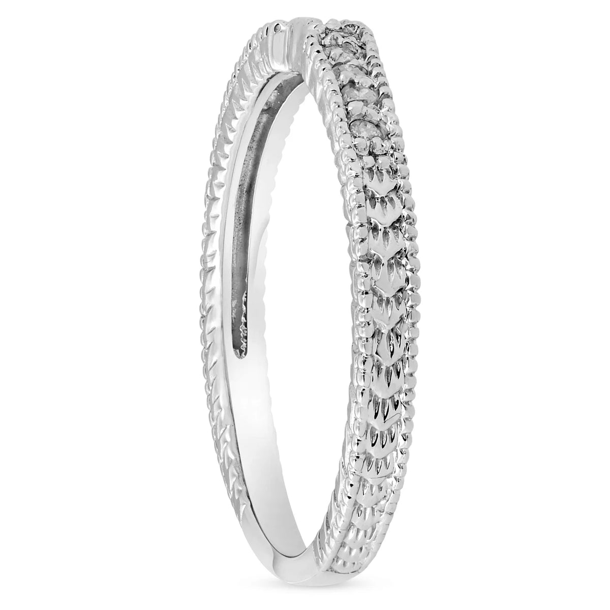 Vintage Diamond Notched Wedding Ring 14K White Gold A233745