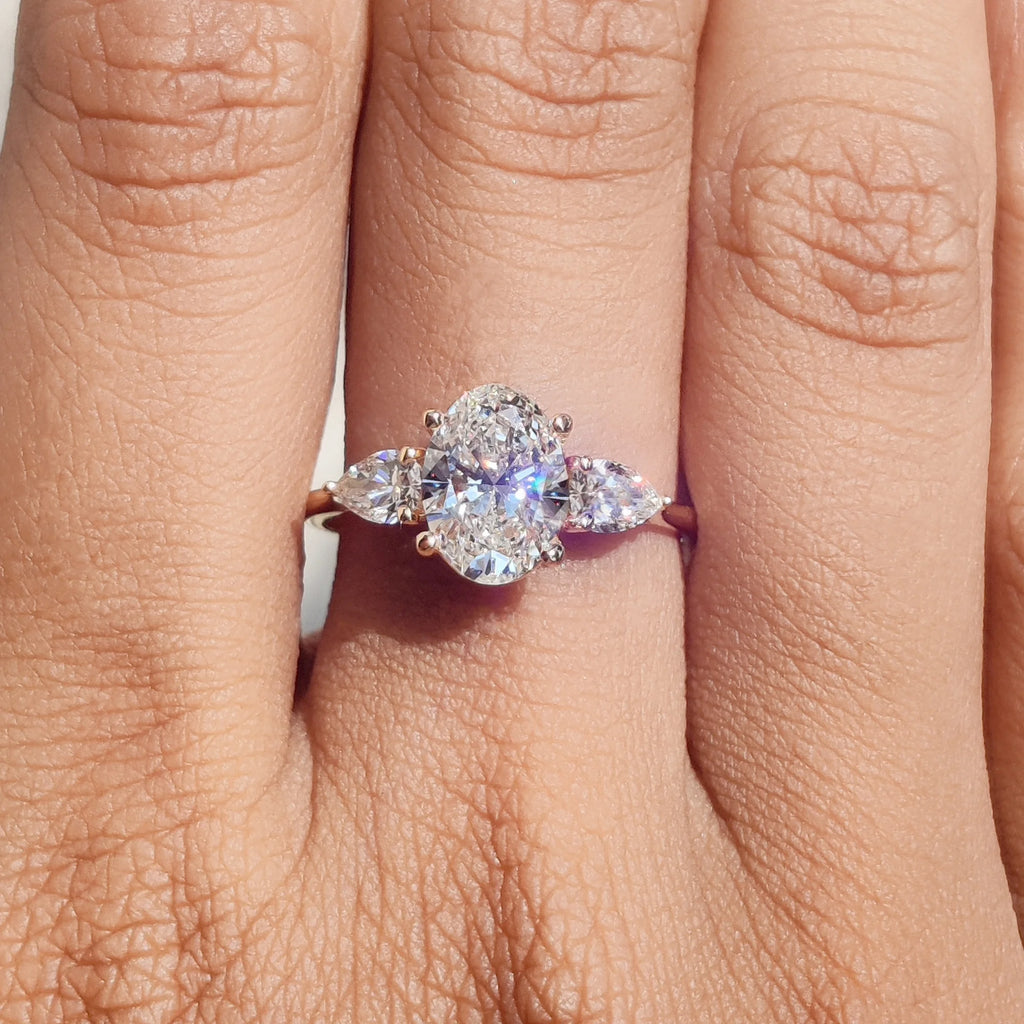 3tcw Oval Moissanite Three Stone Engagement Ring Z933