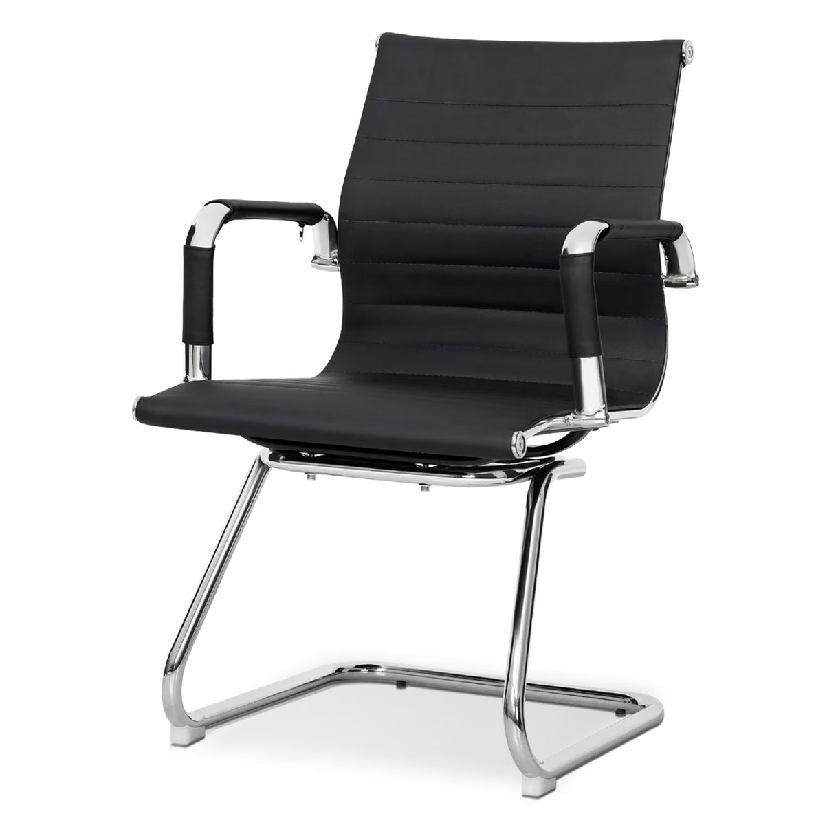 Black PU Leather Ergonomic Mid Back Office Chair L267