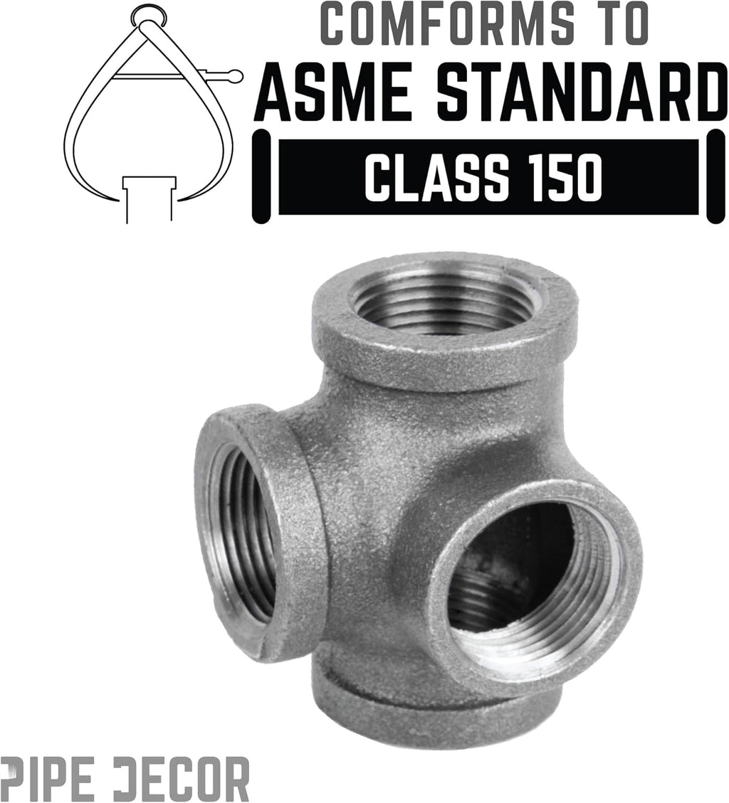 3/8 Inch Side Outlet Tee Malleable Cast Iron Industrial Fitting (8 Pack) S5902