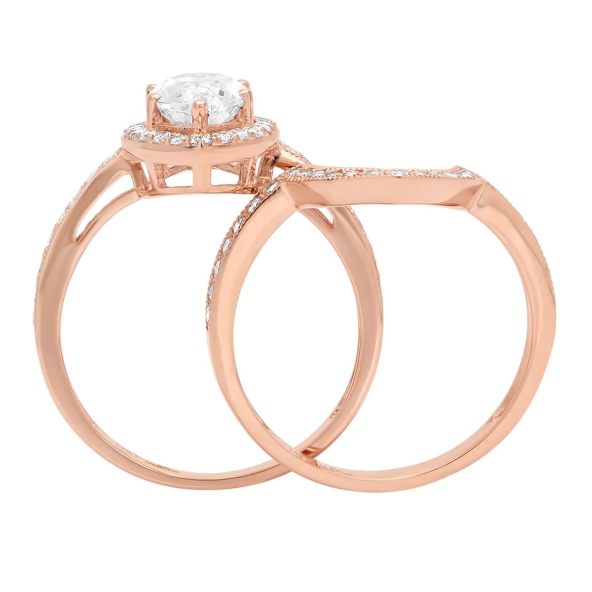 18K Rose Gold Halo Engagement Ring with Cultured Diamond D56831