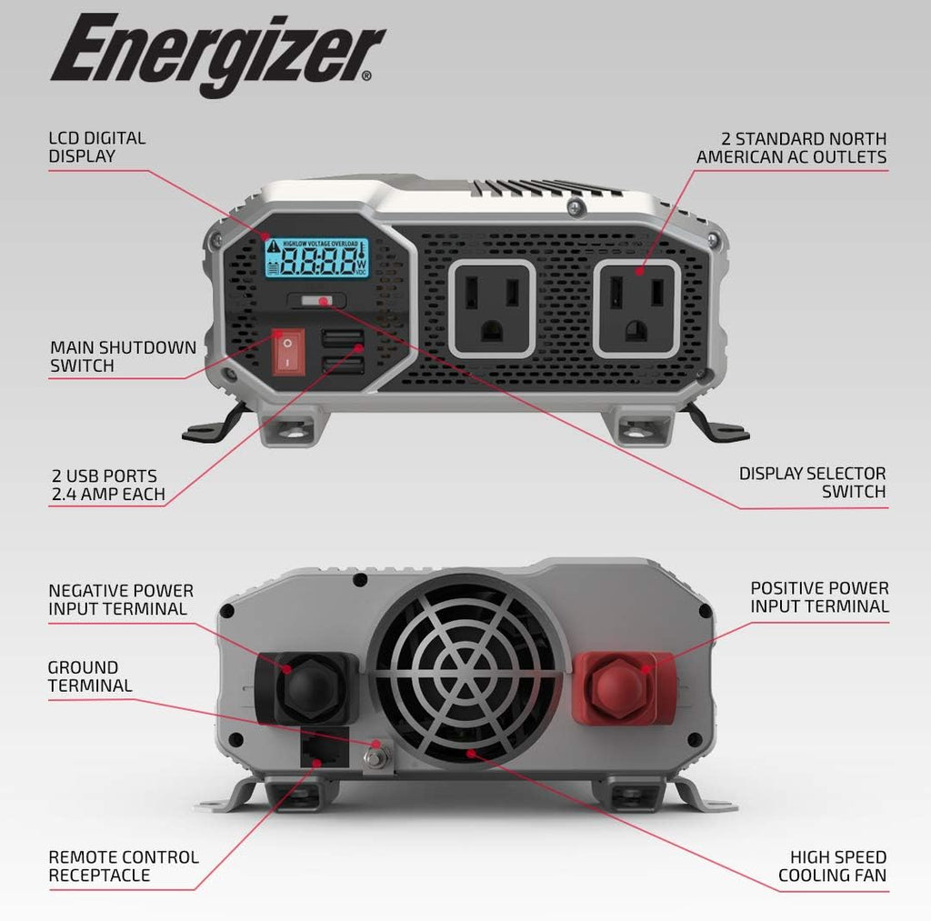 2000 Watts Power Inverter, 12v to 110v, Two AC Outlets, Two USB Ports W73323