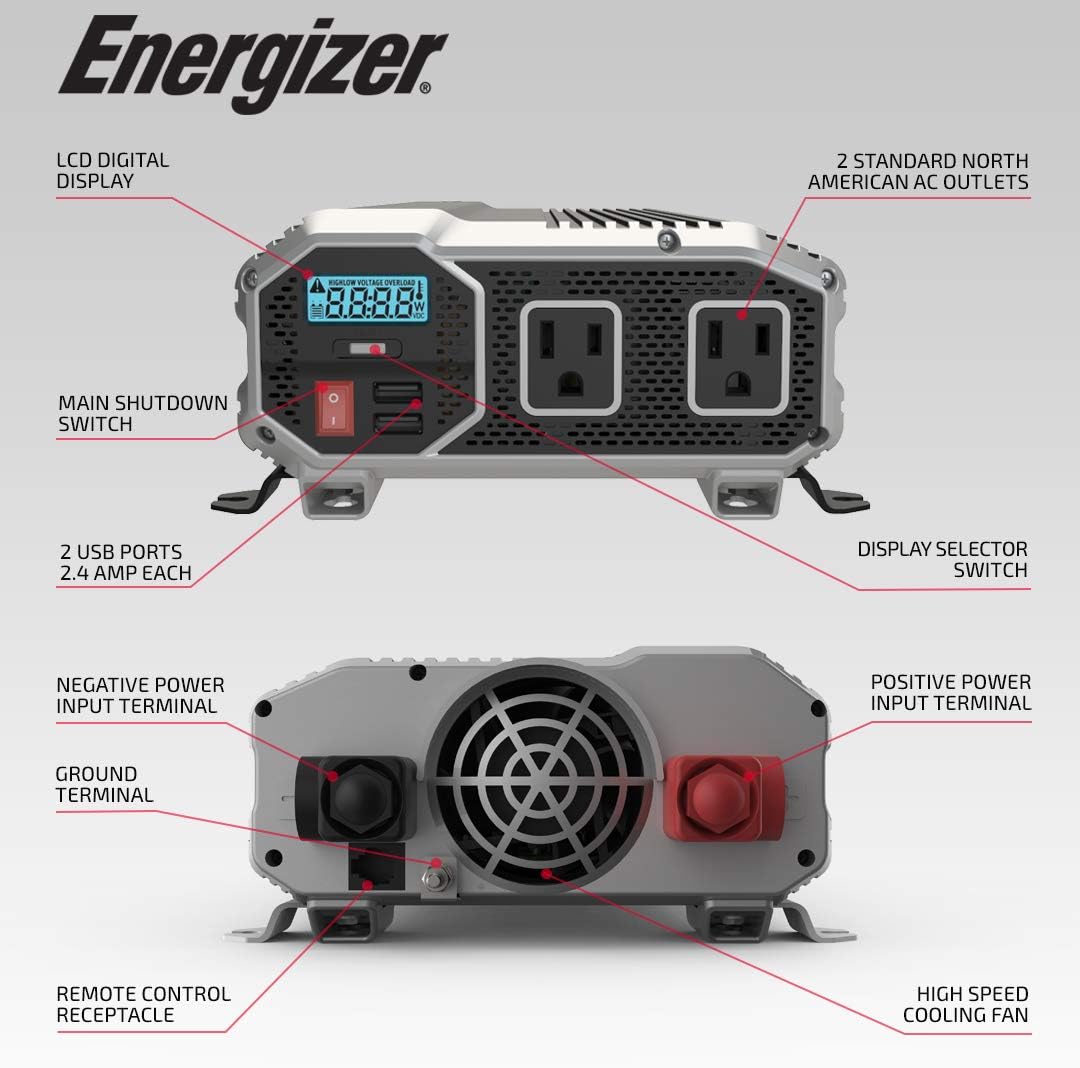 2000 Watts Power Inverter, 12v to 110v, Two AC Outlets, Two USB Ports W73323
