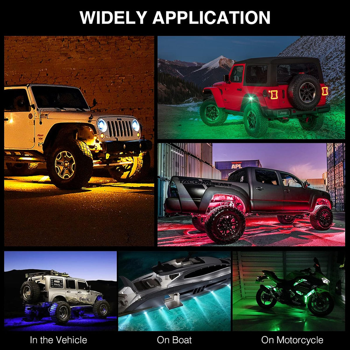 RGB Led Rock Lights for Trucks Exterior, 6 Pods, Waterproof, Pack of 2 H4560