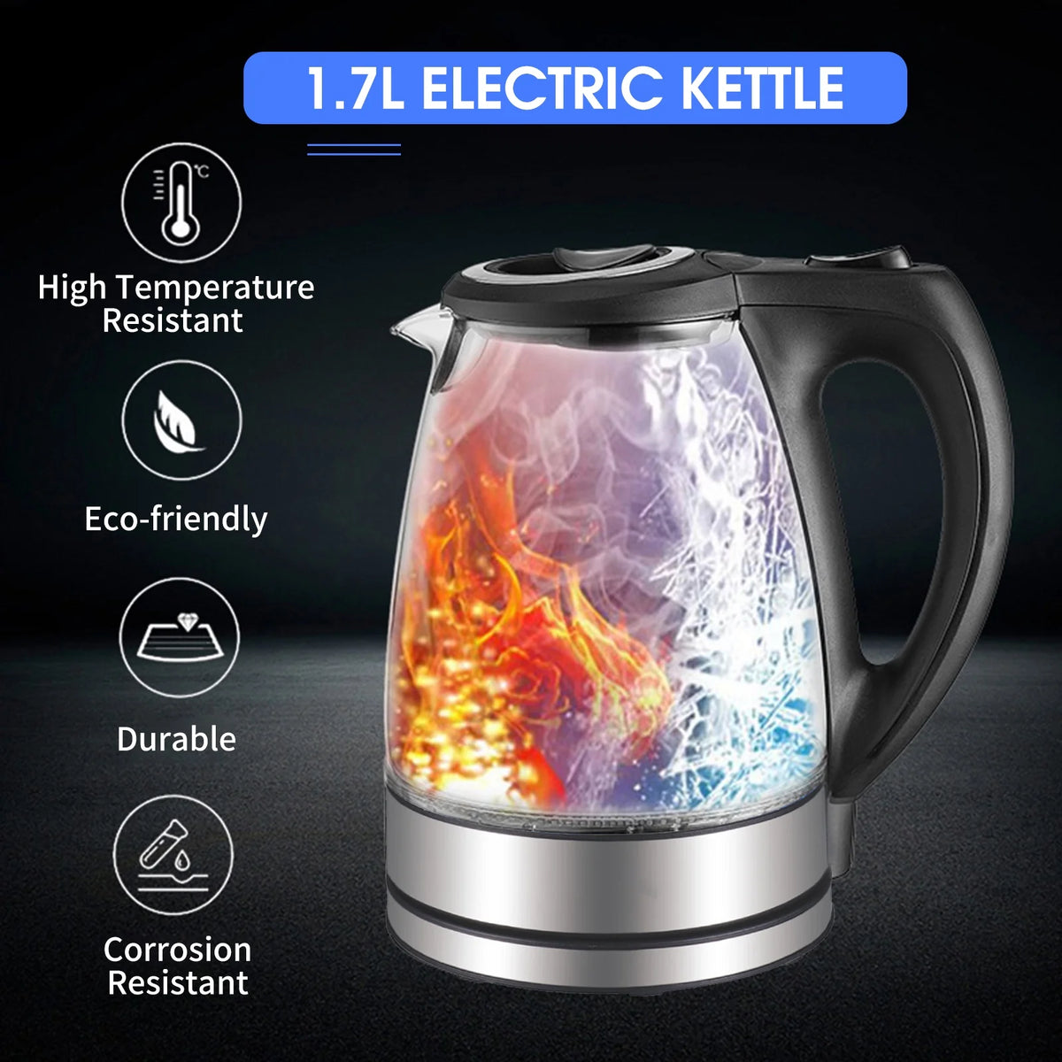1.7L Electric Kettle 1500W Glass M7753