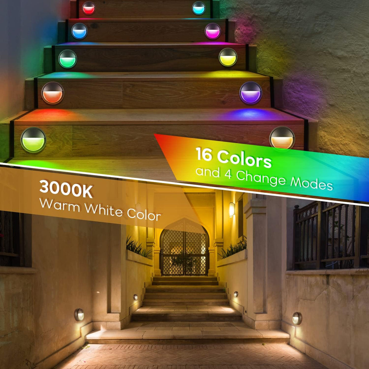 6Pack Warm White RGBW LED Deck Lights C631