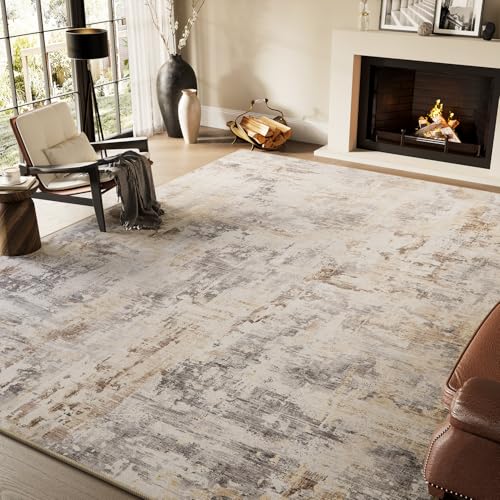 Light Grey/Blue 8x10 Washable Non Slip Area Rug G7897