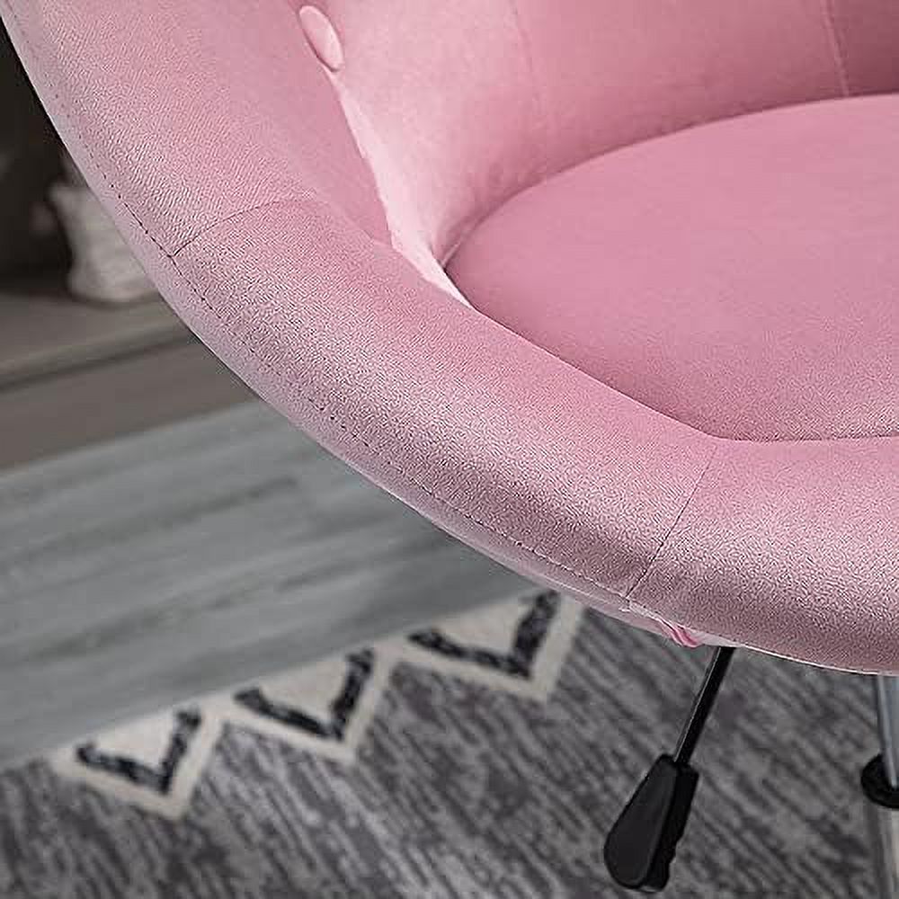 Pink Round Tufted Swivel Accent Chair with Chrome Frame B37749