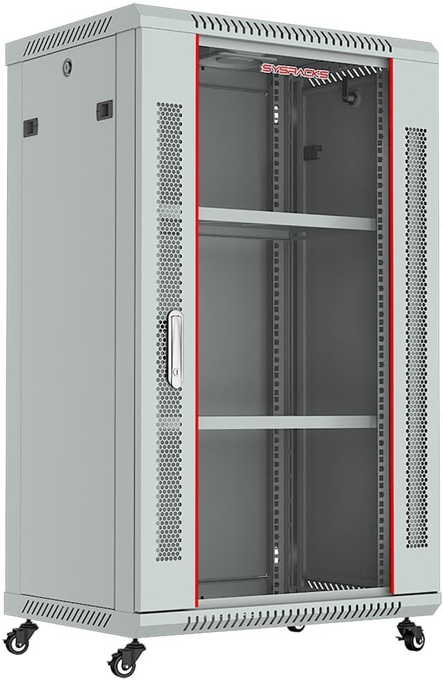 18U Wall Mount Gray IT Network Server Rack Cabinet Enclosure 24 Inch Depth Y785